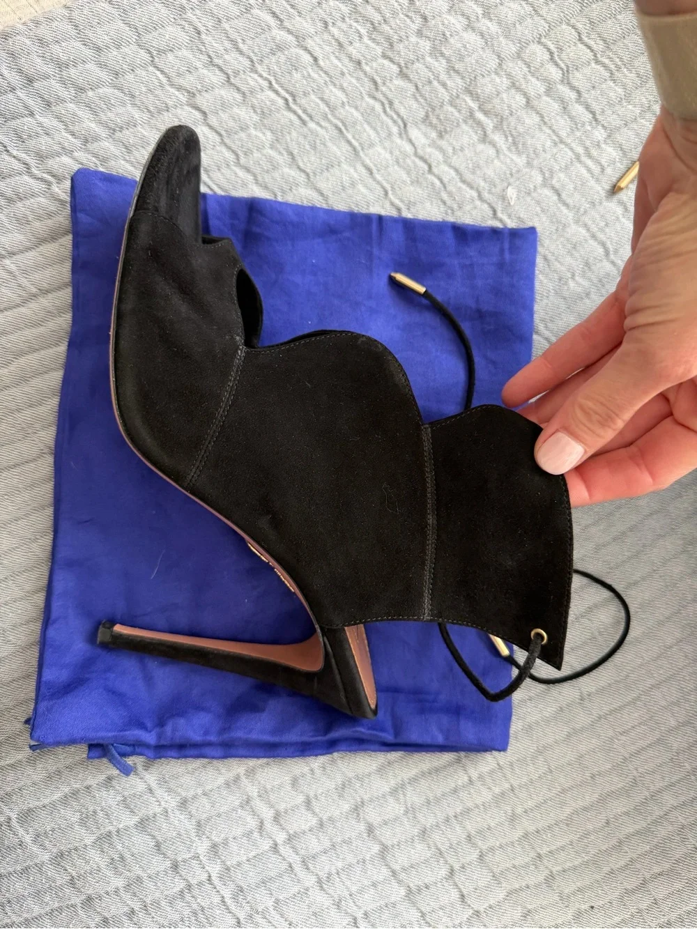 Aquazzura Black Suede Pasadena 105 Sandals Size 39